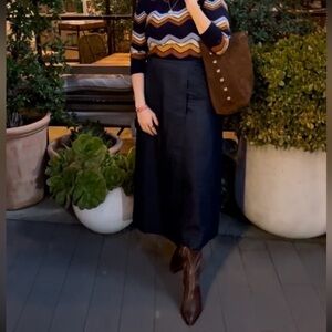 Lilla P Classic Navy Midi Skirt